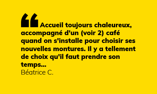 Infographie d'un avis client sur la boutique de Valérie Verhaeghe opticien à Blagnac près de Toulouse
